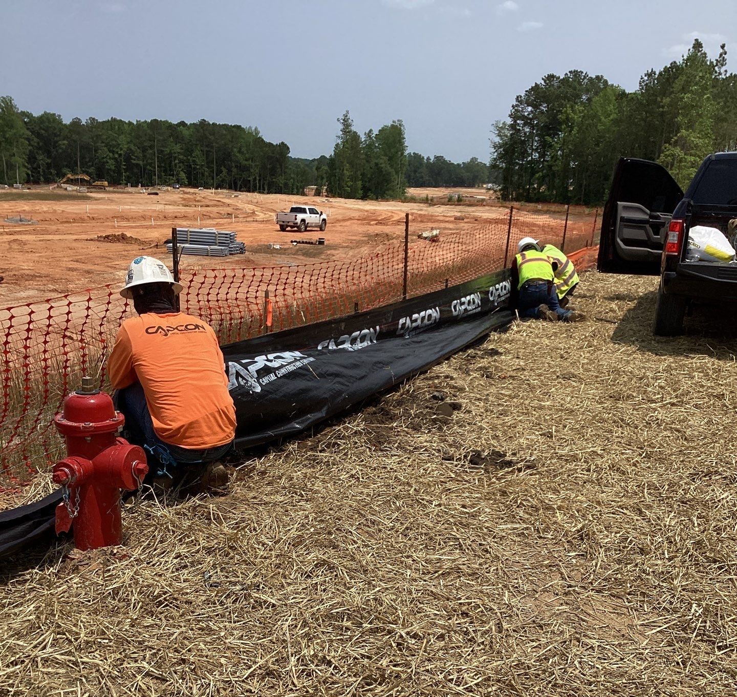 Erosion control crew working on jobsite