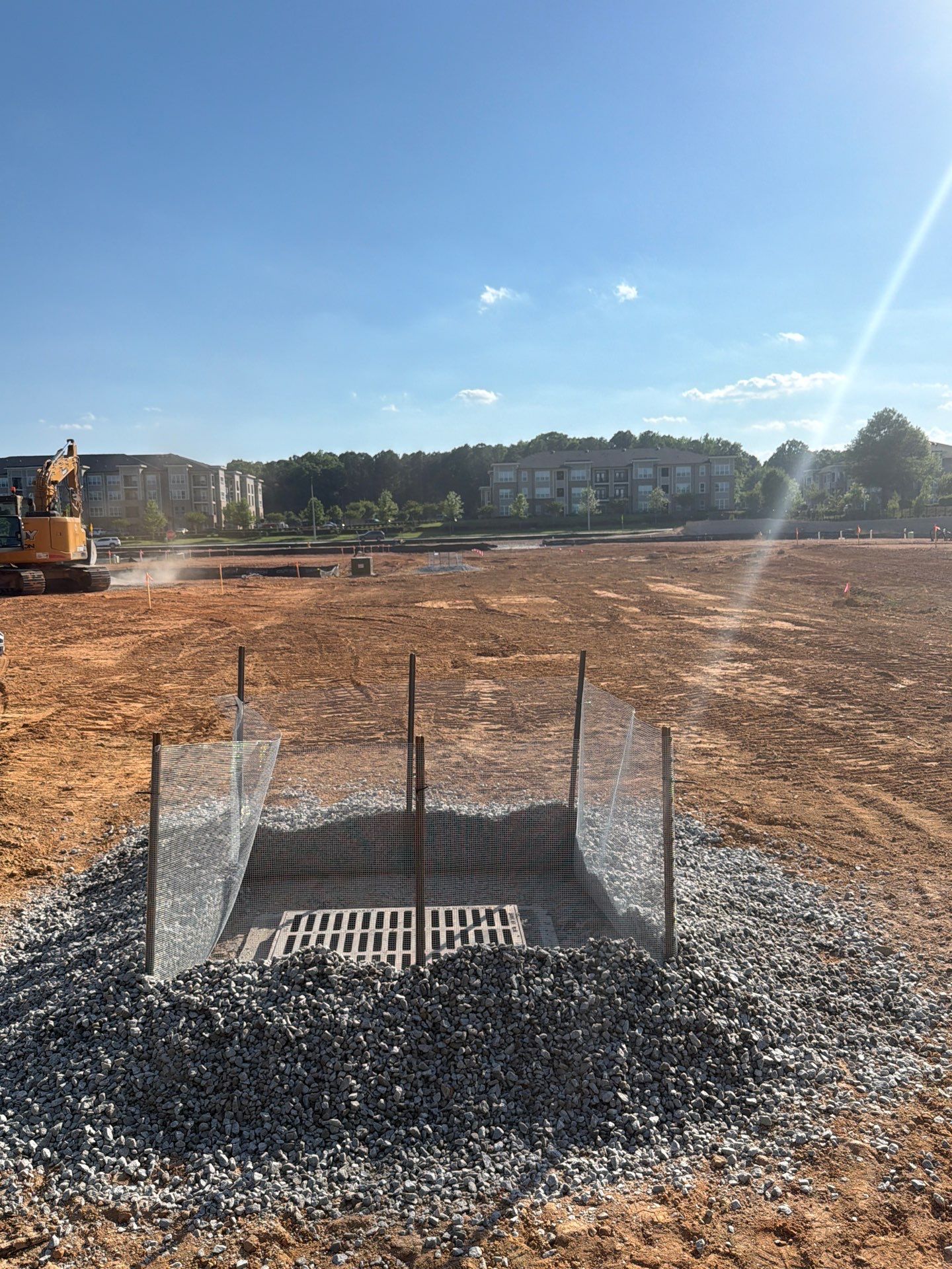 Silt fence and inlet protection on construction site